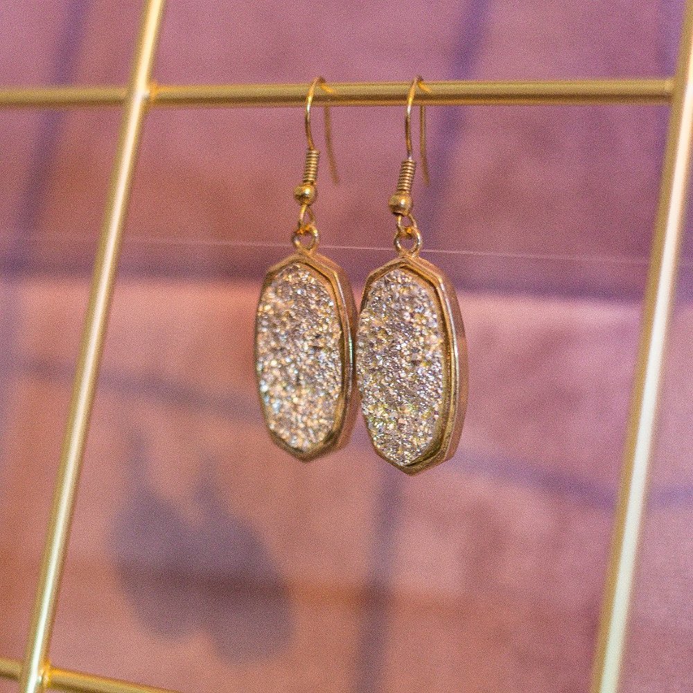 Glitter Gold drop dangle earrings